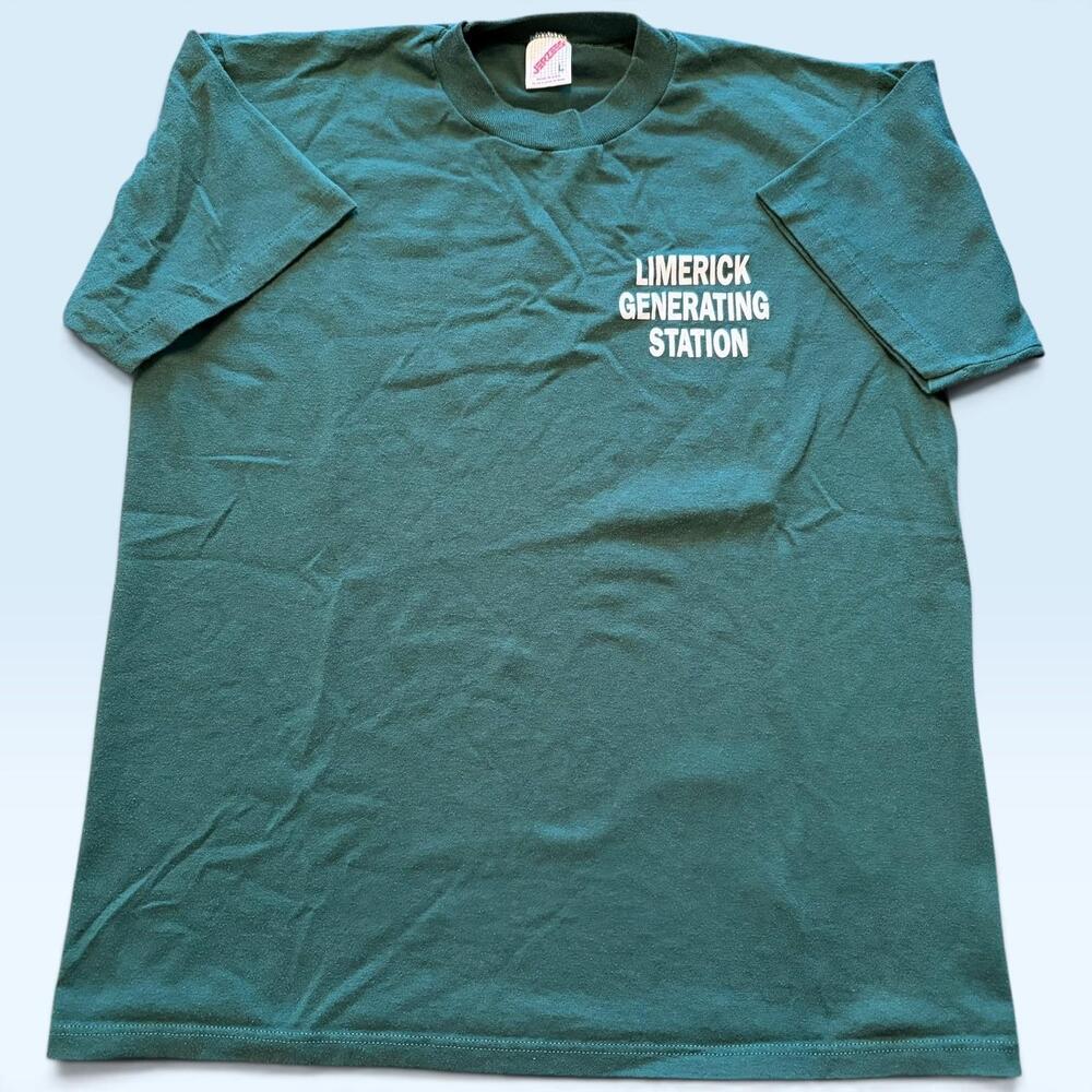 Vintage Jerzees Shirt Mens Large Green PECO Limerick Generating Station T-Shirt